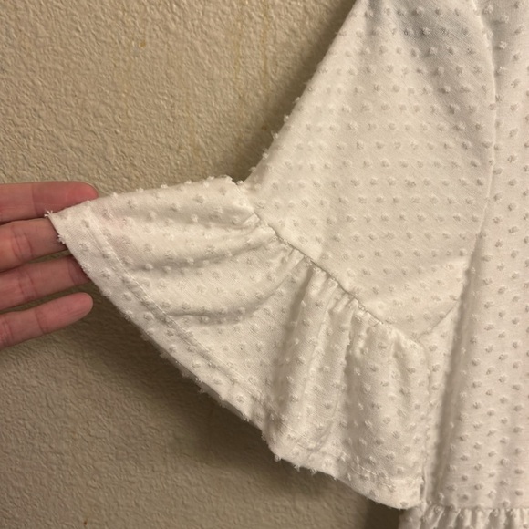 Dee Elly Women White Swiss Dot Short Sleeve Dress Size Small - Picture 6 of 6